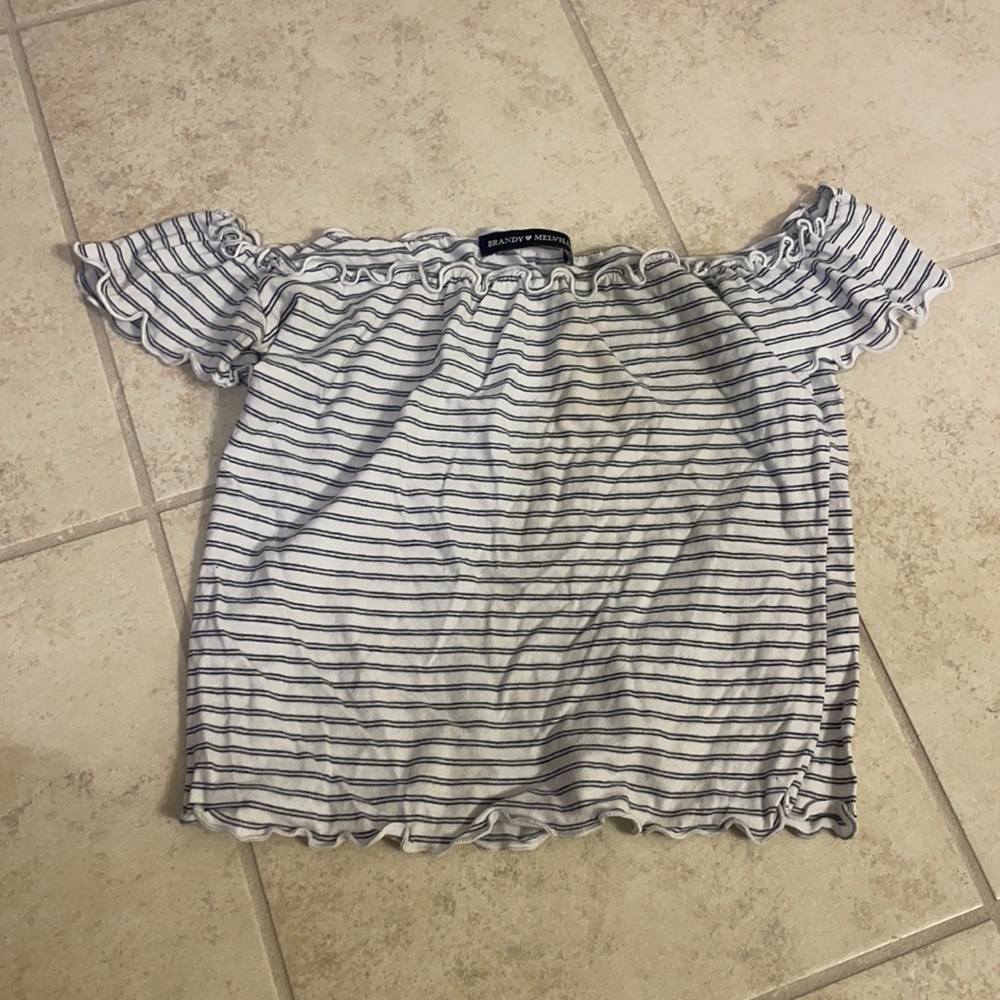 Brandy Melville off the shoulder striped t shirt